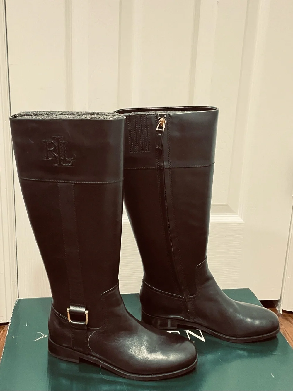 Polo by Ralph Lauren Black Leather Over-The-Knee Riding Boots